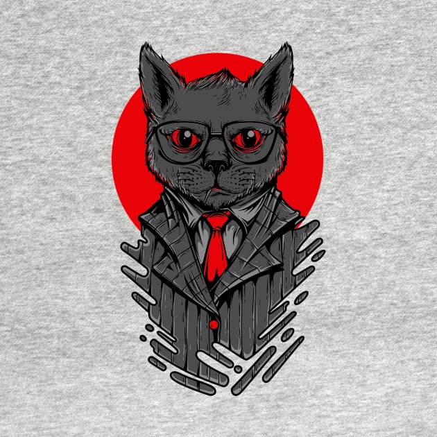 Cat Suit Serious Grey Red by BradleyHeal